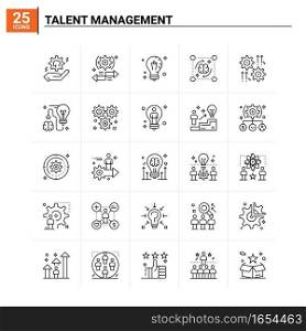 25 Talent Management icon set. vector background