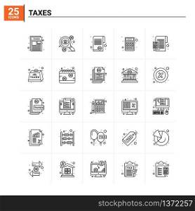 25 Taxes icon set. vector background