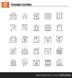 25 Thanks Giving icon set. vector background
