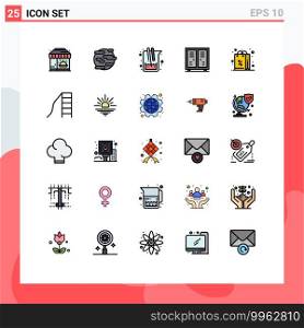 25 Thematic Vector Filled line Flat Colors and Editable Symbols of closet, athlete, world, activities, study Editable Vector Design Elements