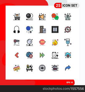 25 Thematic Vector Filled line Flat Colors and Editable Symbols of support, question, sports, help, seo Editable Vector Design Elements