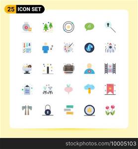 25 Thematic Vector Flat Colors and Editable Symbols of arrows, search, molecule, keyhole, chating Editable Vector Design Elements