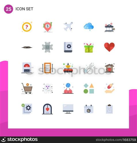 25 Thematic Vector Flat Colors and Editable Symbols of bank, link, transfer, computing, shopping Editable Vector Design Elements