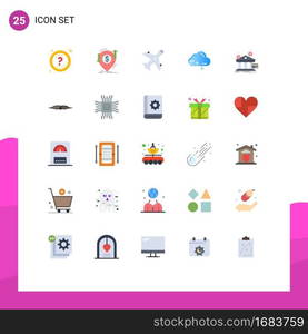 25 Thematic Vector Flat Colors and Editable Symbols of bank, link, transfer, computing, shopping Editable Vector Design Elements