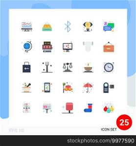 25 Thematic Vector Flat Colors and Editable Symbols of communication, idea, parcel, bulb, business Editable Vector Design Elements