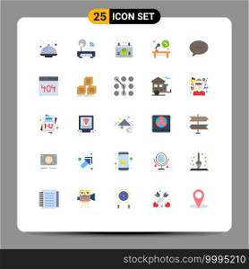 25 Thematic Vector Flat Colors and Editable Symbols of conversation, table, gift box, cash, election Editable Vector Design Elements