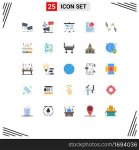 25 Thematic Vector Flat Colors and Editable Symbols of frequency, page, megaphone, document, study Editable Vector Design Elements