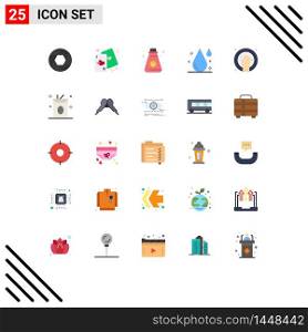 25 Thematic Vector Flat Colors and Editable Symbols of hand, drop, love, drink, camping Editable Vector Design Elements