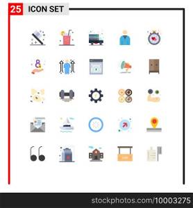 25 Thematic Vector Flat Colors and Editable Symbols of heart, user, online, people, human Editable Vector Design Elements