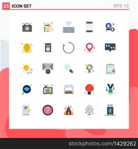 25 Thematic Vector Flat Colors and Editable Symbols of key, virus, mind, smartphone, device Editable Vector Design Elements