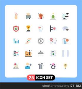 25 Thematic Vector Flat Colors and Editable Symbols of protection, light, quality, bulb, christmas Editable Vector Design Elements