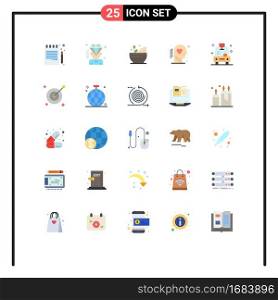 25 Thematic Vector Flat Colors and Editable Symbols of shuttle, process, hospital, love, brain Editable Vector Design Elements