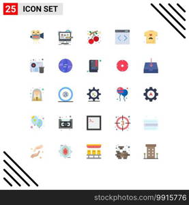 25 Thematic Vector Flat Colors and Editable Symbols of website, management, studio, content, holiday Editable Vector Design Elements