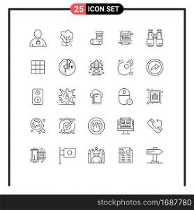 25 Thematic Vector Lines and Editable Symbols of binoculars, memory card, nature, card, festivity Editable Vector Design Elements