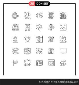 25 Thematic Vector Lines and Editable Symbols of business, mobile, communication, maps, cleaning Editable Vector Design Elements