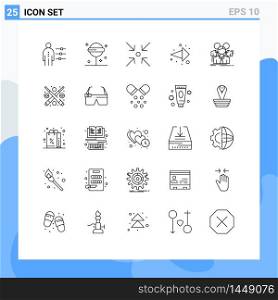 25 Thematic Vector Lines and Editable Symbols of business, team, sweet, right, arrow Editable Vector Design Elements
