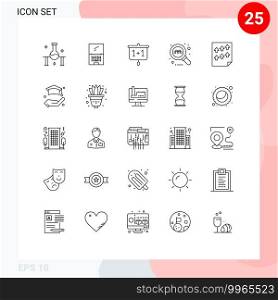 25 Thematic Vector Lines and Editable Symbols of data, search, imac, online, presentation Editable Vector Design Elements