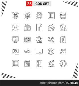 25 Thematic Vector Lines and Editable Symbols of interior, money, lock, logistic, business Editable Vector Design Elements