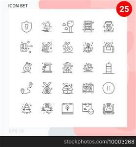 25 Thematic Vector Lines and Editable Symbols of kitchen scale, cooking, cloud, baking, knowledge Editable Vector Design Elements