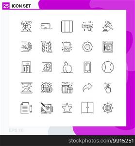 25 Thematic Vector Lines and Editable Symbols of law, protection, grid, insurance, web Editable Vector Design Elements