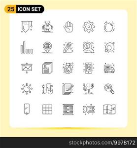 25 Thematic Vector Lines and Editable Symbols of signal, connection, stop, virus, bomb Editable Vector Design Elements