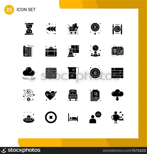 25 Thematic Vector Solid Glyphs and Editable Symbols of copyright, business, weding, search, laboratory Editable Vector Design Elements