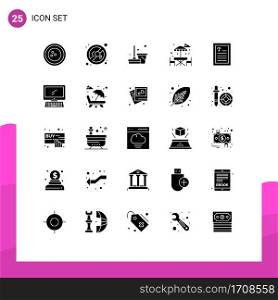 25 Thematic Vector Solid Glyphs and Editable Symbols of hands, park, disable, water, sweep Editable Vector Design Elements