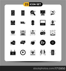 25 Thematic Vector Solid Glyphs and Editable Symbols of imac, monitor, like, computer, science Editable Vector Design Elements