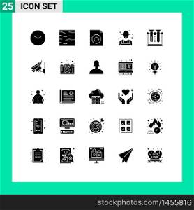 25 Thematic Vector Solid Glyphs and Editable Symbols of laboratory, rancher, weather, farming, farm Editable Vector Design Elements