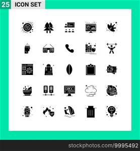 25 Thematic Vector Solid Glyphs and Editable Symbols of monitor, bar, merry, analytic, leadership Editable Vector Design Elements