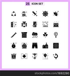 25 Thematic Vector Solid Glyphs and Editable Symbols of nuclear, energy, street, atom, mask Editable Vector Design Elements