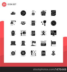25 Thematic Vector Solid Glyphs and Editable Symbols of paper, data, space, analytics, drugstore Editable Vector Design Elements