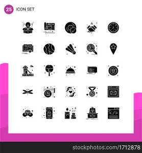 25 Thematic Vector Solid Glyphs and Editable Symbols of real, handshake, computers, estate, gadget Editable Vector Design Elements