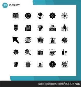 25 Thematic Vector Solid Glyphs and Editable Symbols of support, help, balloon, customer, shopping Editable Vector Design Elements