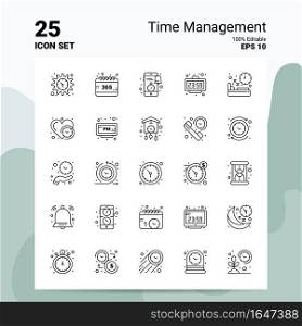 25 Time Management Icon Set. 100% Editable EPS 10 Files. Business Logo Concept Ideas Line icon design