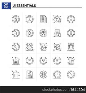 25 Ui Essentials icon set. vector background