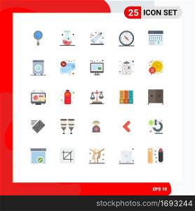 25 Universal Flat Color Signs Symbols of announcement, office, dentifrice, gauge, business Editable Vector Design Elements