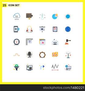 25 Universal Flat Color Signs Symbols of business, diagram, internet of things, presentation, pie Editable Vector Design Elements