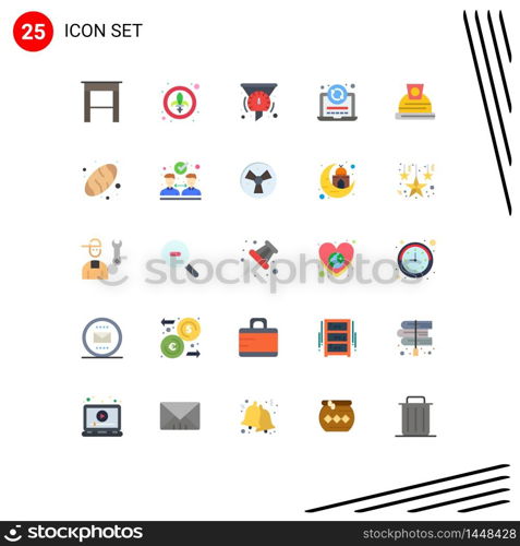 25 Universal Flat Color Signs Symbols of construction, coding, filters, reload, laptop Editable Vector Design Elements