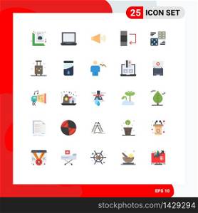 25 Universal Flat Color Signs Symbols of dice, data, preference, column, volume Editable Vector Design Elements