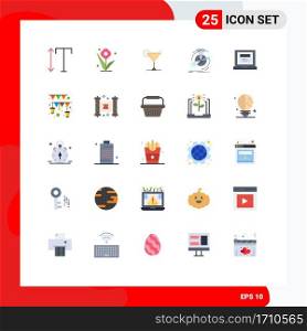25 Universal Flat Color Signs Symbols of website, browser, juice, reference, performance Editable Vector Design Elements