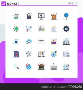 25 Universal Flat Colors Set for Web and Mobile Applications database, cloud, entertainment, move, house Editable Vector Design Elements