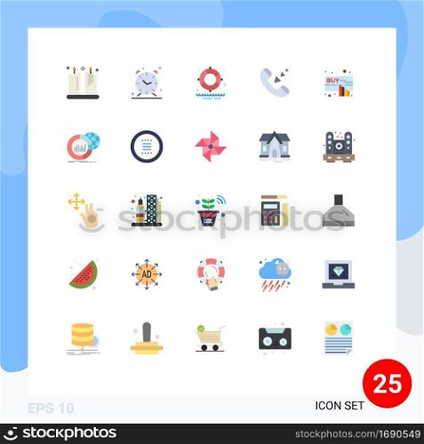 25 Universal Flat Colors Set for Web and Mobile Applications hand, buy, lifesaver, phone, communication Editable Vector Design Elements