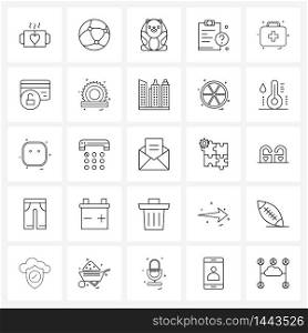 25 Universal Icons Pixel Perfect Symbols of briefcase, service, bear, call, page Vector Illustration