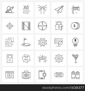 25 Universal Icons Pixel Perfect Symbols of crosshairs, signs, Halloween, road signs, sent Vector Illustration
