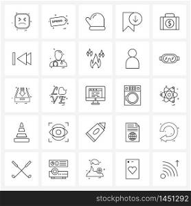 25 Universal Icons Pixel Perfect Symbols of down, tag, discount, label, celebrations Vector Illustration