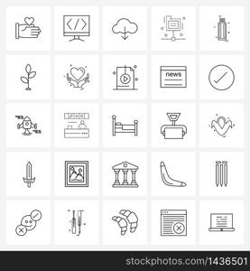 25 Universal Icons Pixel Perfect Symbols of lab, storage device, arrow, flash, internet Vector Illustration
