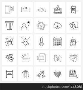 25 Universal Icons Pixel Perfect Symbols of mobile, security, patient, locked, toffee Vector Illustration