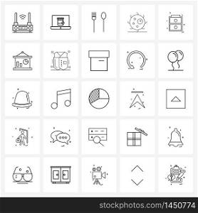 25 Universal Line Icon Pixel Perfect Symbols of badge, biology, health, virus, bacteria Vector Illustration