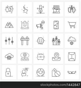 25 Universal Line Icon Pixel Perfect Symbols of health, medical, office accessory, sweets, bar Vector Illustration